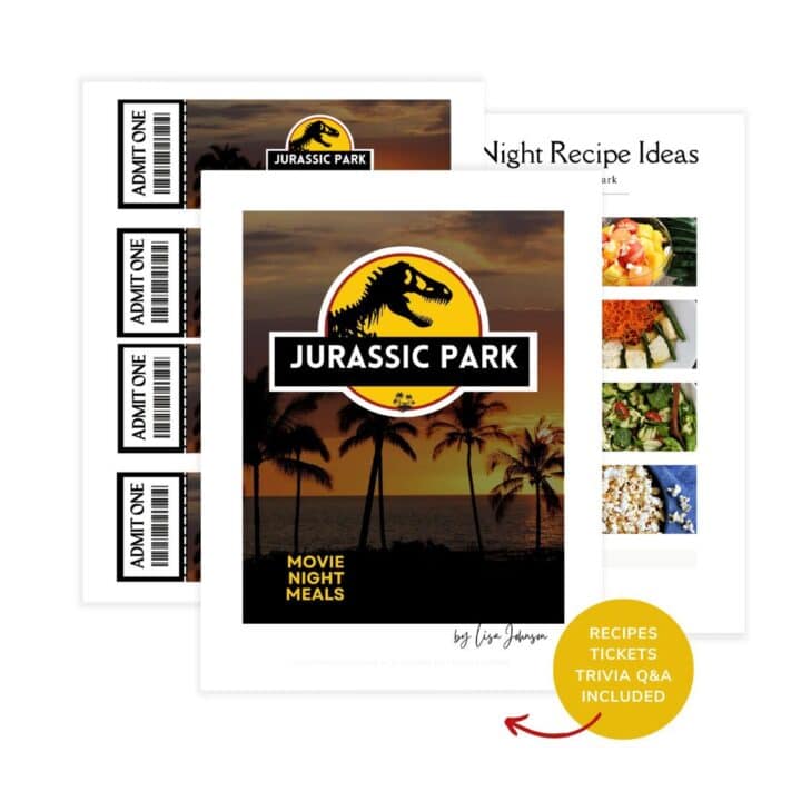 Jurassic Park movie night meals mockup.