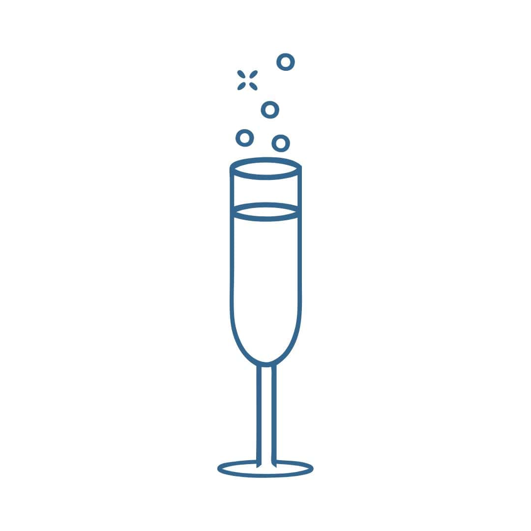 Champagne flute graphic.