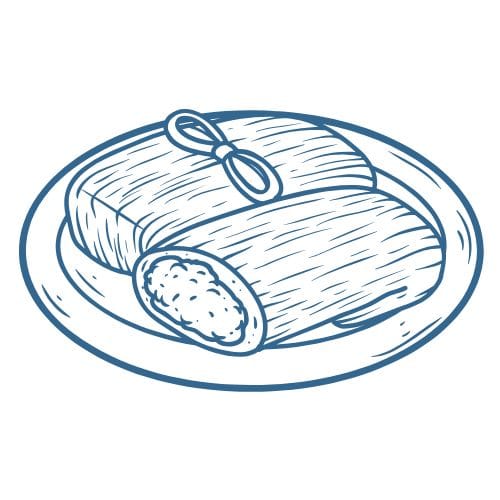 Outline of plate with two tamales.