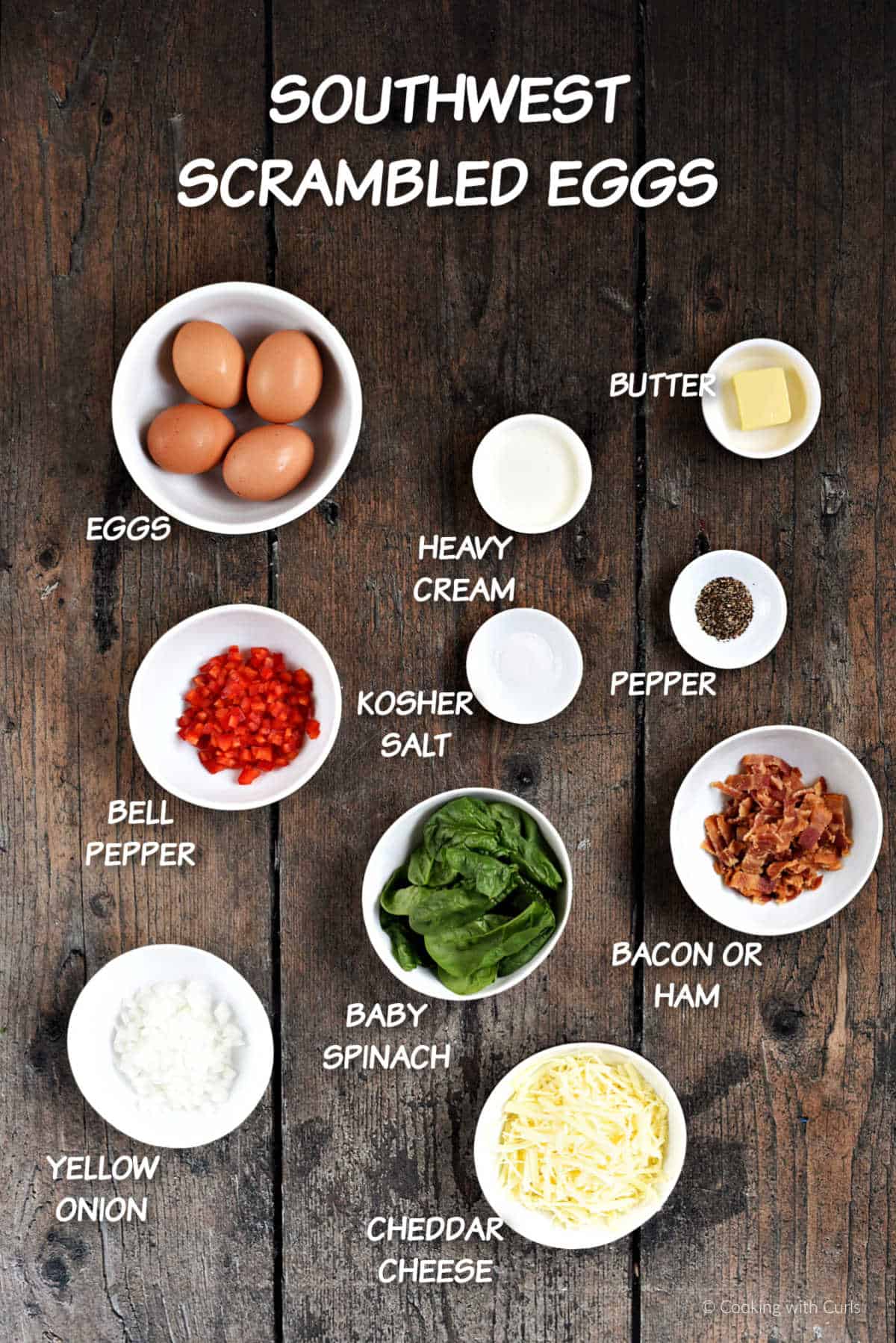 Southwest scrambled eggs ingredients.