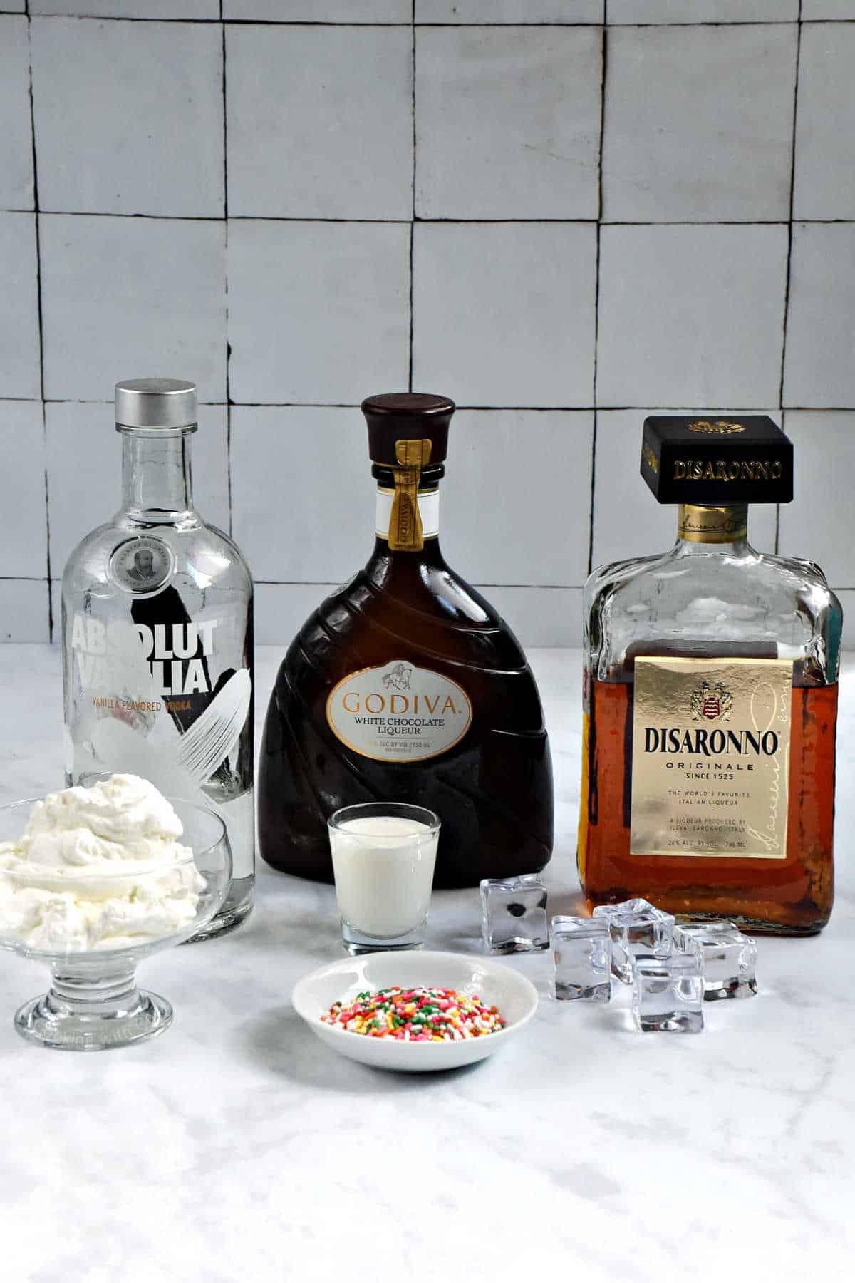 Birthday cake martini ingredients.