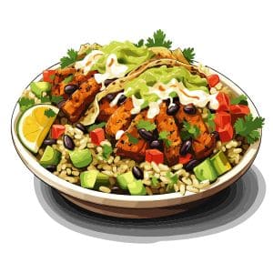 Mexican bowl of food graphic.