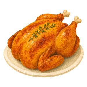 Whole roast chicken graphic.